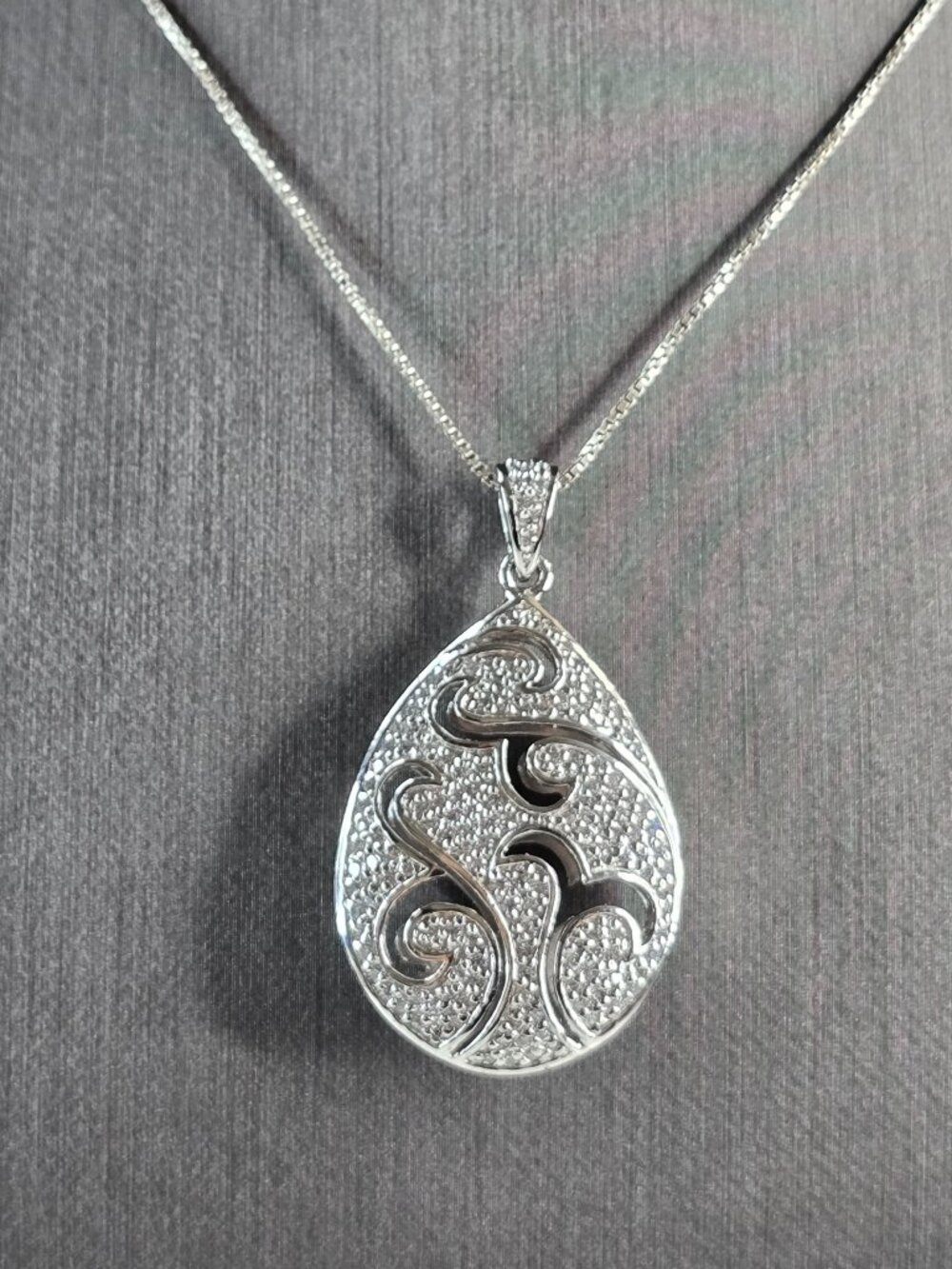 Womens Sterling Silver Modernist CZ Tear Drop Pendant Necklace 12.1g E6636